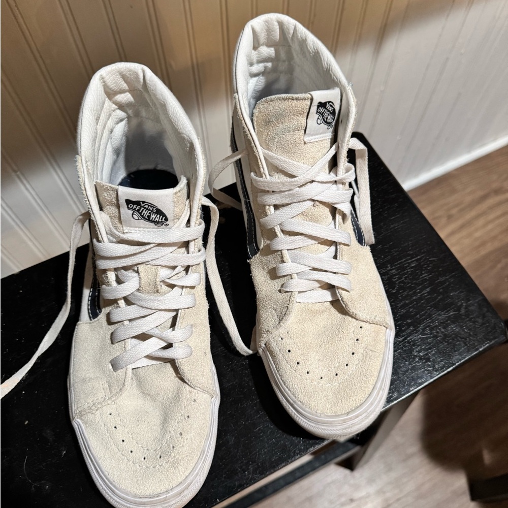 Vans High-Top Sneakers in Cream and White